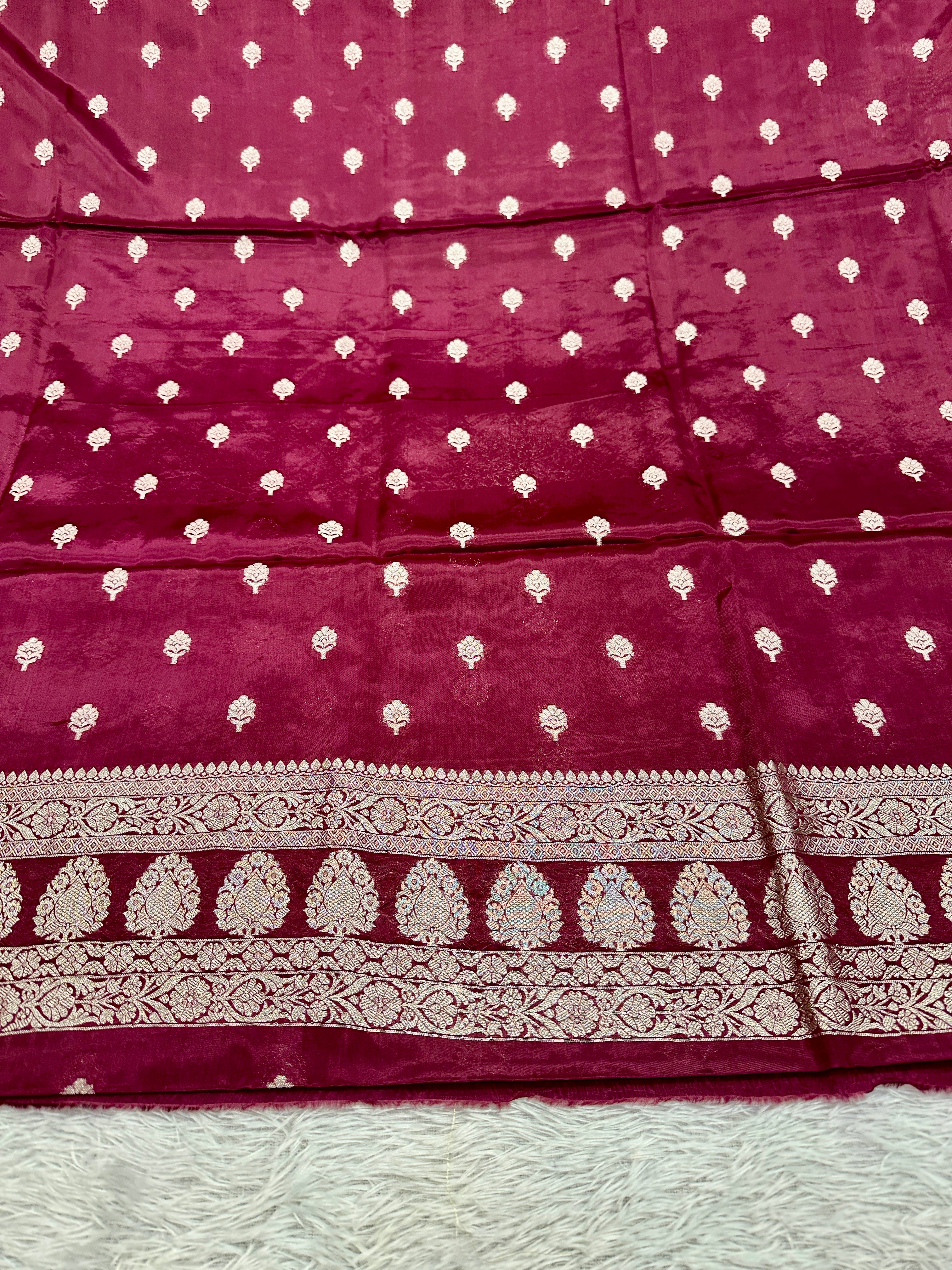 ✨ Banarasi Jacquard Gap Buti HO Silk 3-Piece Unstitched Dress Material MSS15