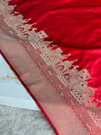 Red Ghat Silk Saree with Rich Zari Woven Pallu & Zari Border – MKS817