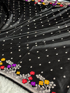Black Mashru Kataan Silk Saree with Buta Design & Meenakari Zari Border MKS631