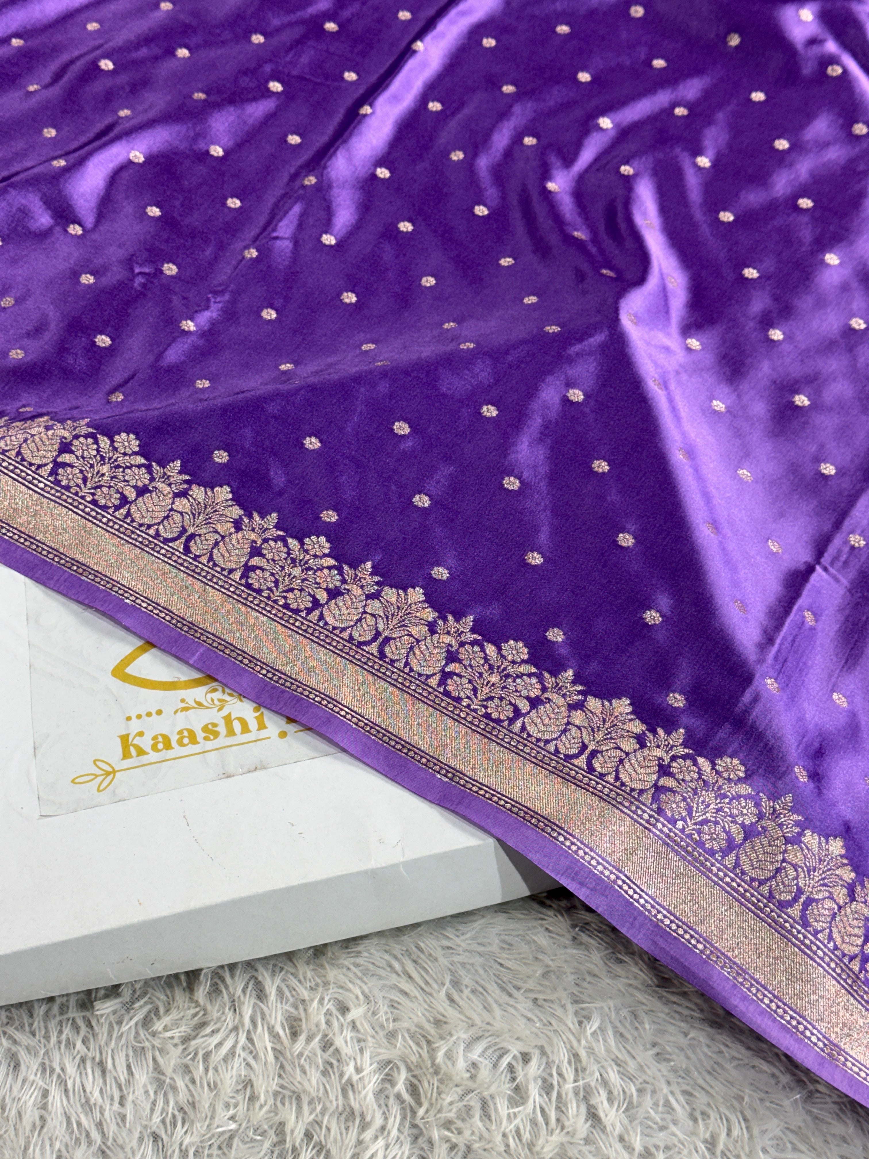 Mauve Mashru Kataan Silk Banarasi Saree with Zari Buta Woven Design & Rich Pallu | MKS191