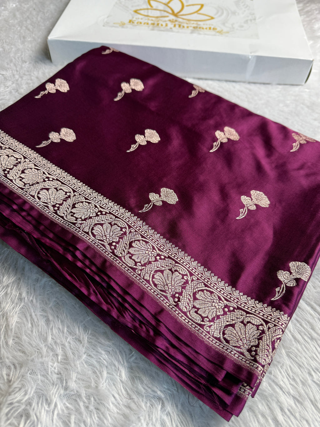 Wine Banarasi Mashru Silk Saree with Jacquard Fancy Buta Weave MKS091