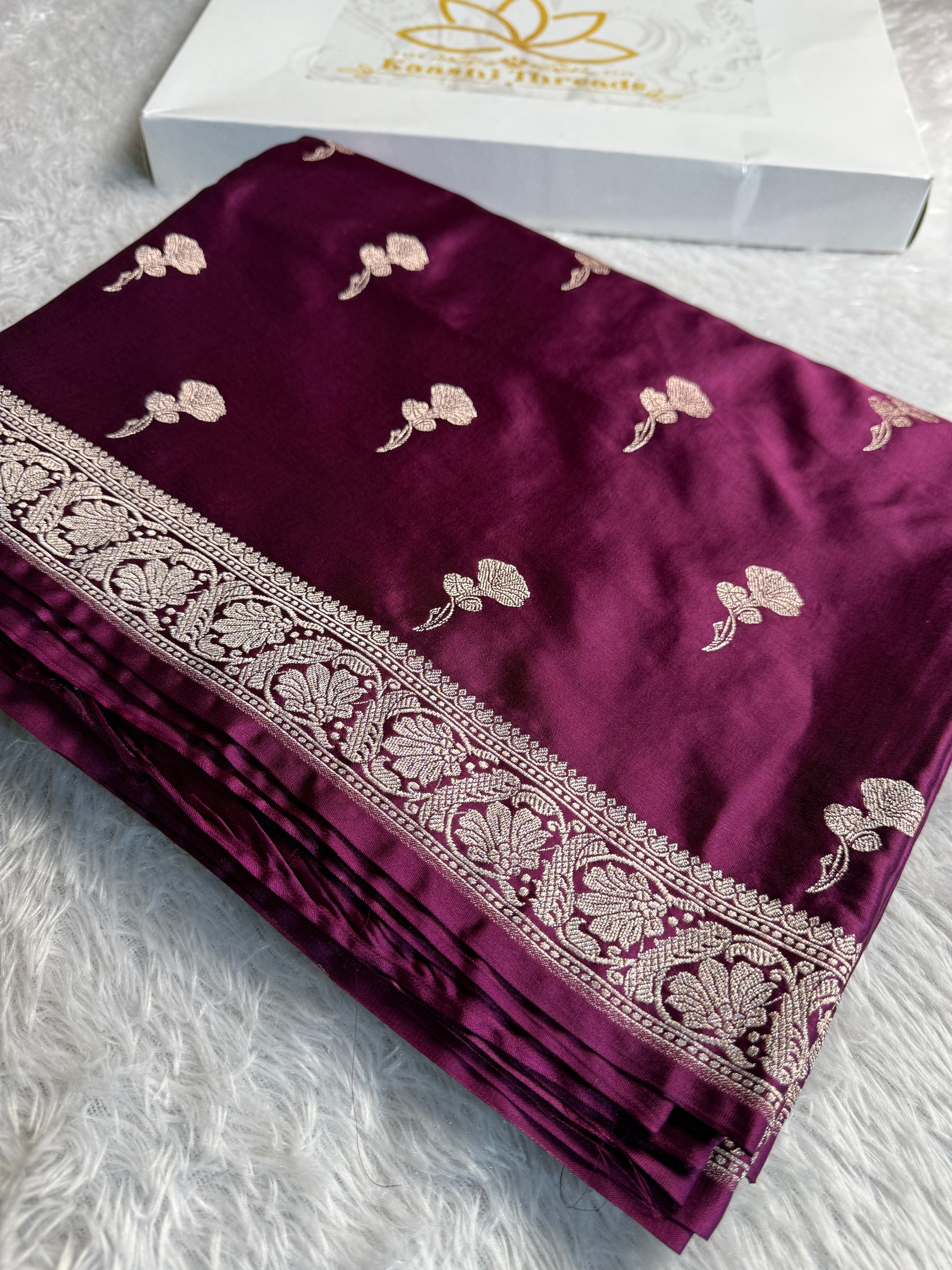 Wine Banarasi Mashru Silk Saree with Jacquard Fancy Buta Weave MKS091