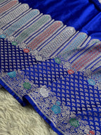 Royal Blue Meena Work Banarasi Mashru Silk Saree with Jacquard Weave MKS301