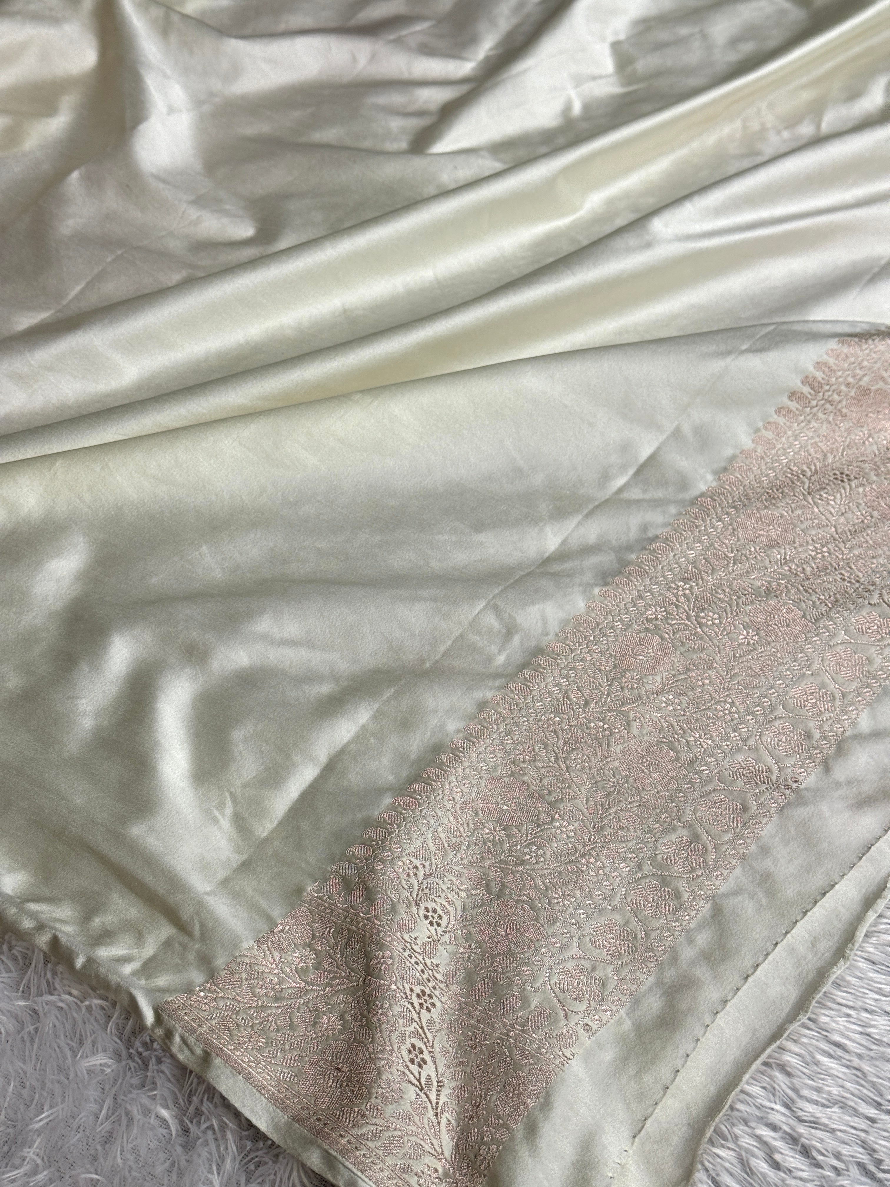 Blue & Beige Tanchoi Zari Meena Banarasi Mashru Silk Saree – MKS734