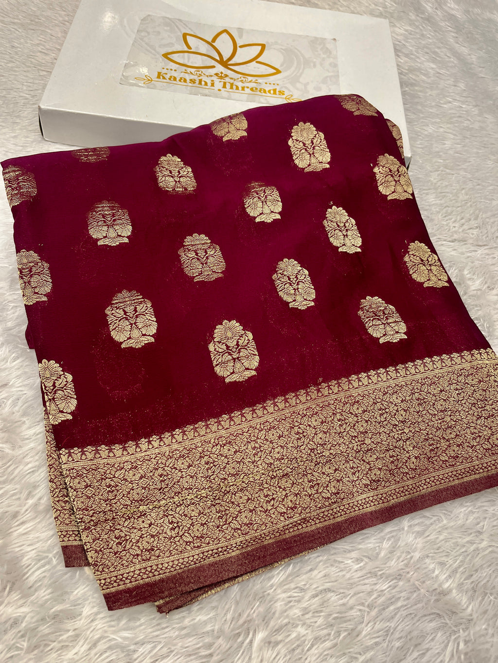 Chinon Silk Royal Buta   Design Wine Saree CN08