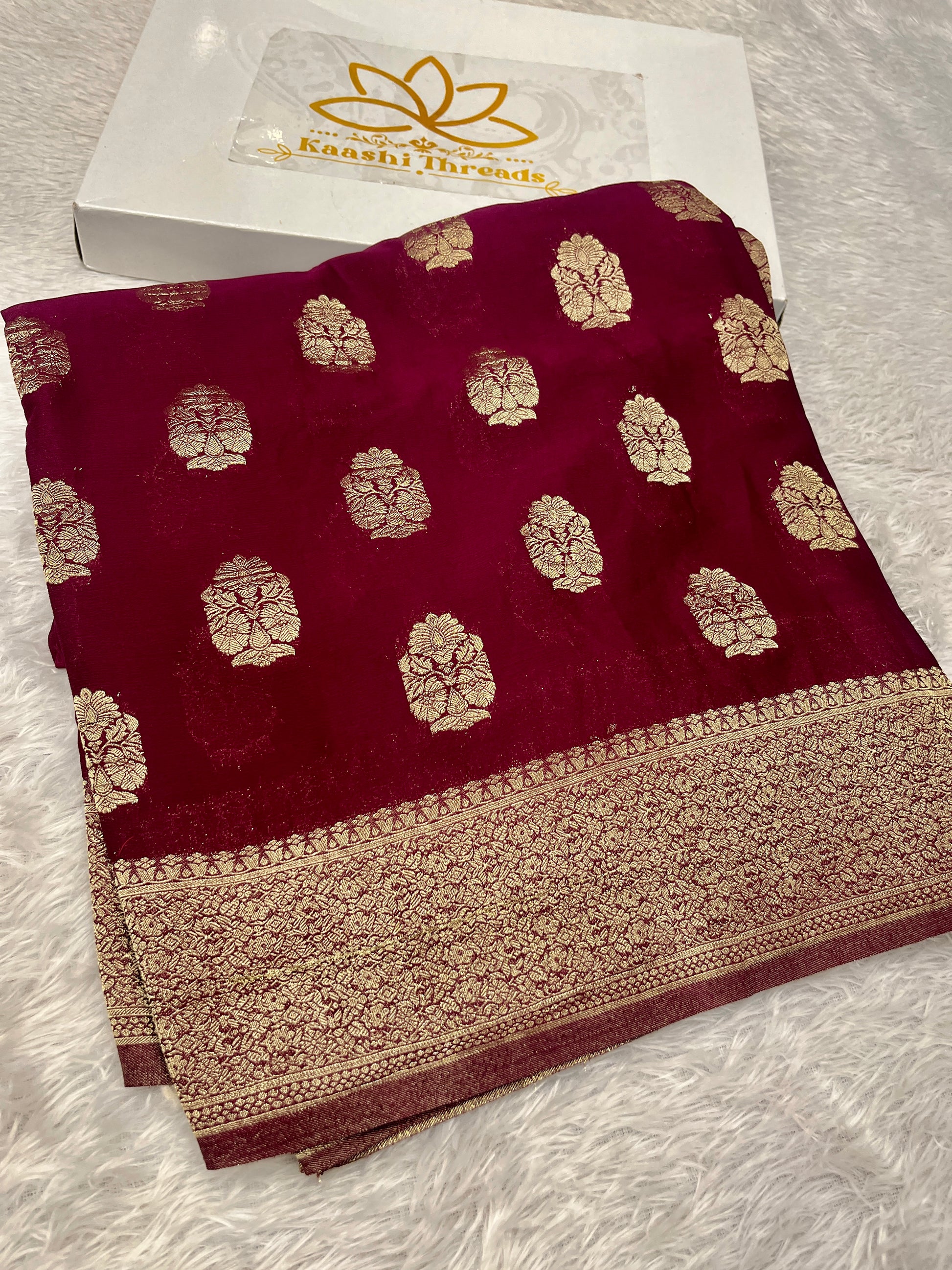 Chinon Silk Royal Buta   Design Wine Saree CN08
