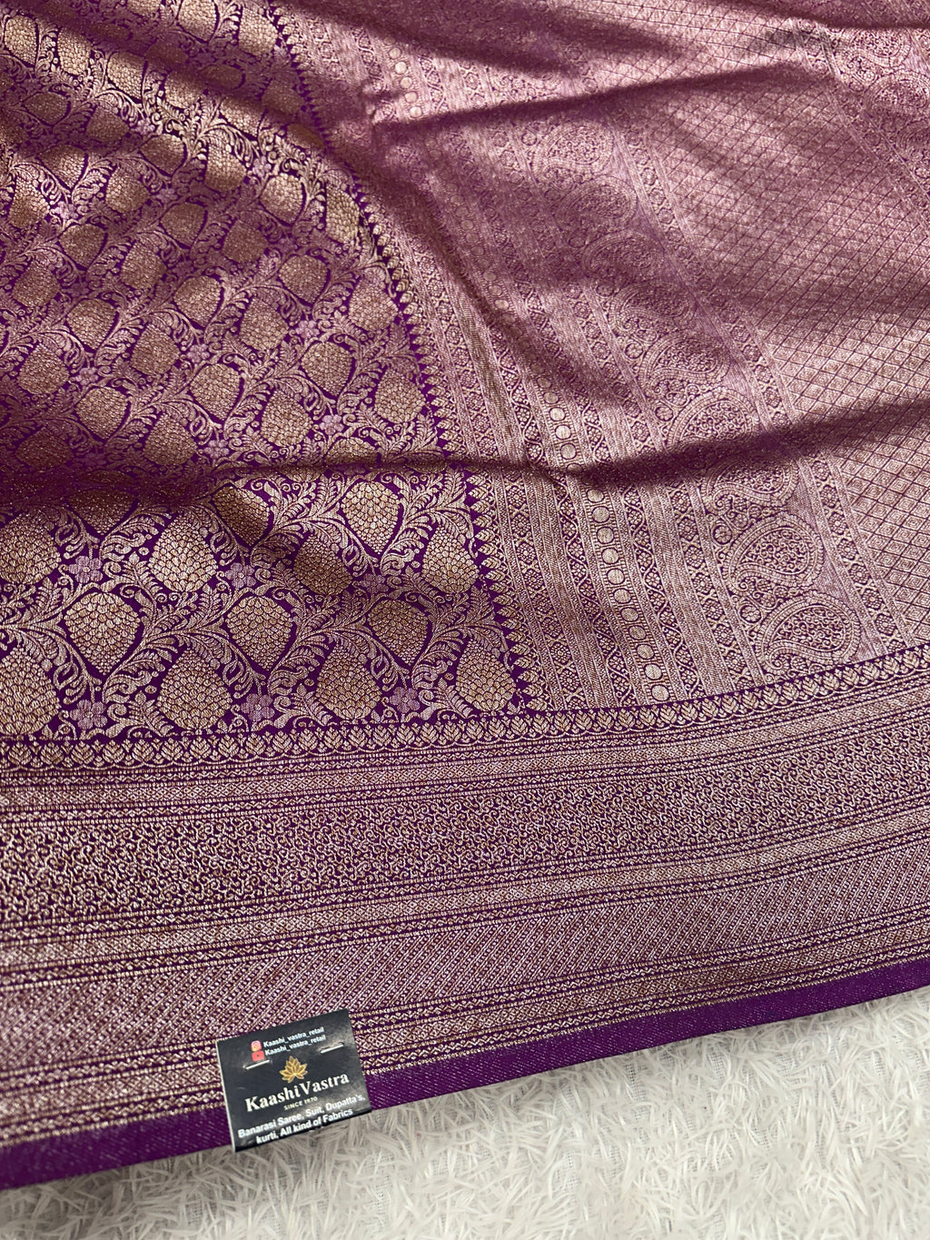 Magenta Banarasi Dupion Silk Saree with Embossed Antique Zari Weaving & Rich Antique Zari Pallu | STF74