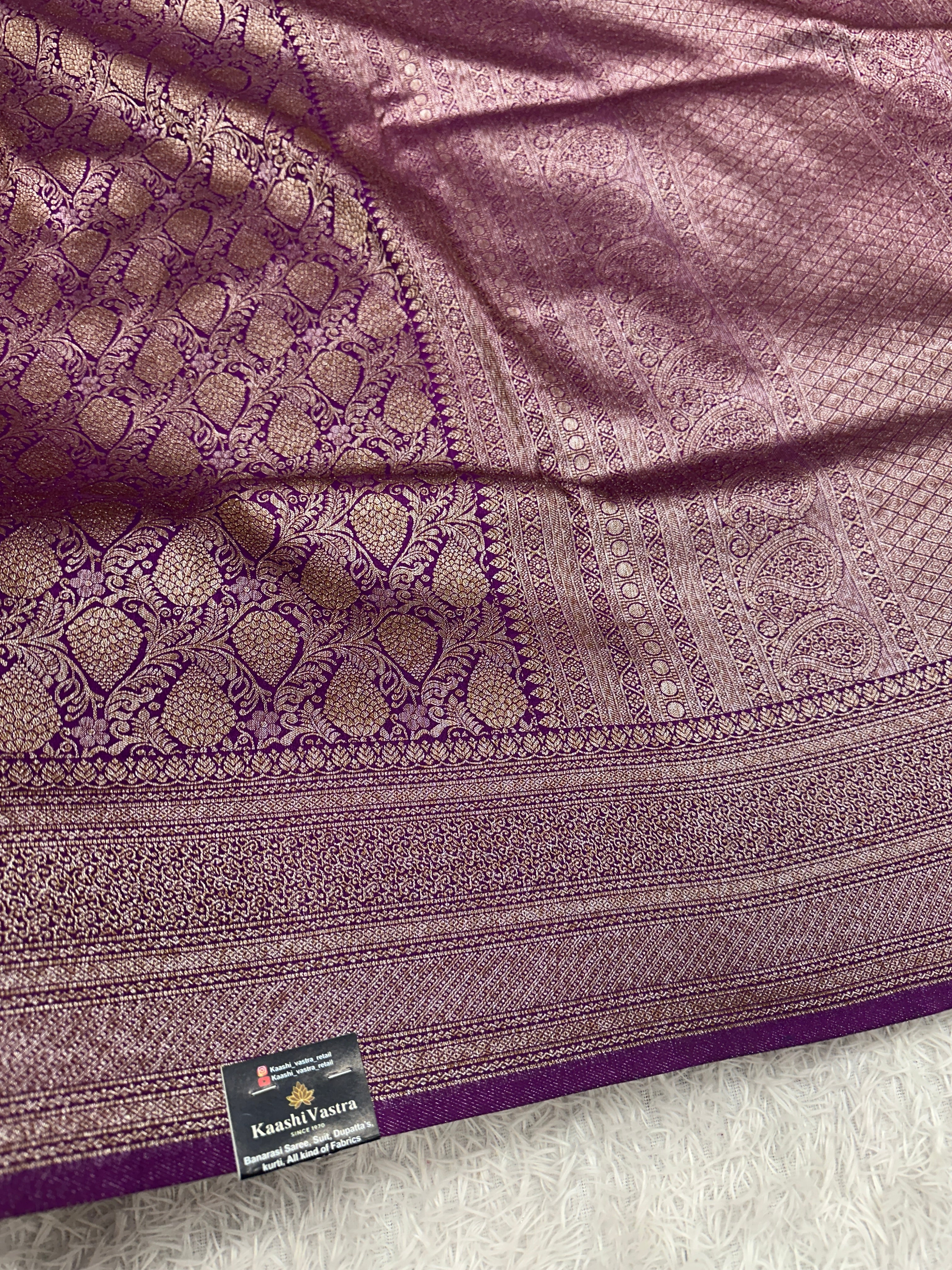 Magenta Banarasi Dupion Silk Saree with Embossed Antique Zari Weaving & Rich Antique Zari Pallu | STF74