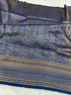 Light Blue Banarasi Dupion Silk Saree with Embossed Antique Zari Weaving & Rich Antique Zari Pallu | STF69