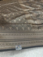 Black Banarasi Dupion Silk Saree with Embossed Antique Zari Weaving & Rich Antique Zari Pallu | STF79