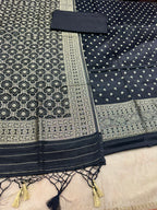 ✨ Banarasi Jacquard Gap Buti HO Silk 3-Piece Unstitched Dress Material MSS17