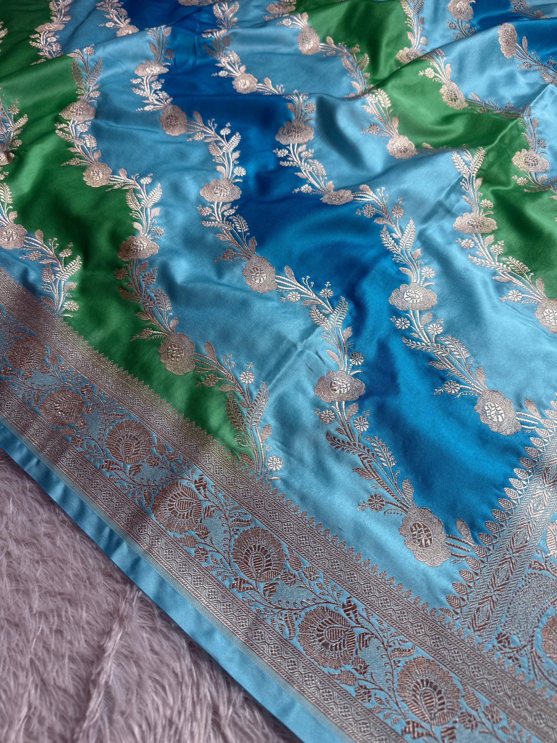 Multi-Color Rangkaat Banarasi Mashru Silk Saree with Jacquard Woven Aadha Design MKS093