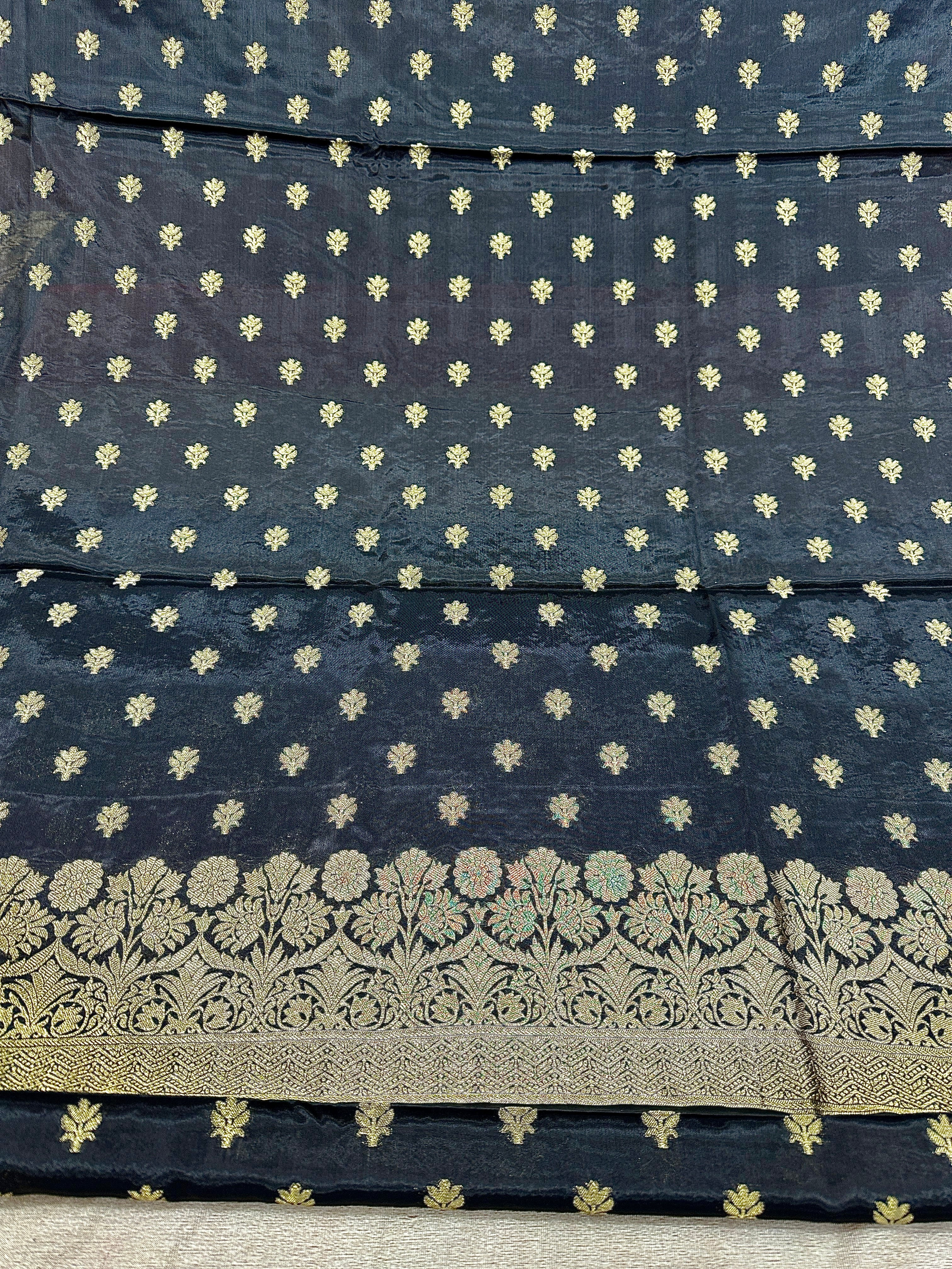 ✨ Banarasi Jacquard Gap Buti HO Silk 3-Piece Unstitched Dress Material MSS26