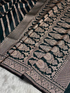 Banarasi Mashru Kataan Silk Saree Featuring Aaddha Zari Weave with Rich Zari Pallu – MKS413