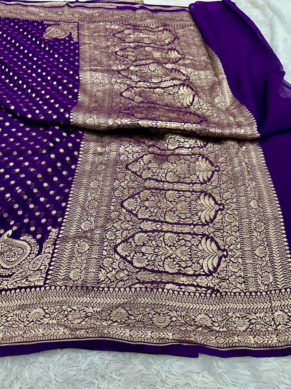 Purple Pure Natural Silk Khaddi Georgette Saree with Neem Zari Buti | PSG11