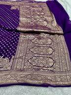 Purple Pure Natural Silk Khaddi Georgette Saree with Neem Zari Buti | PSG11