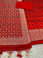 ✨ Banarasi Jacquard Gap Buti HO Silk 3-Piece Unstitched Dress Material MSS17