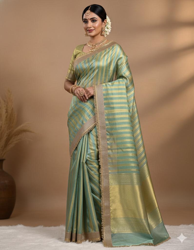 Maharani Tissue silk in Lining Design banarsi Patch Work Saree TSN02