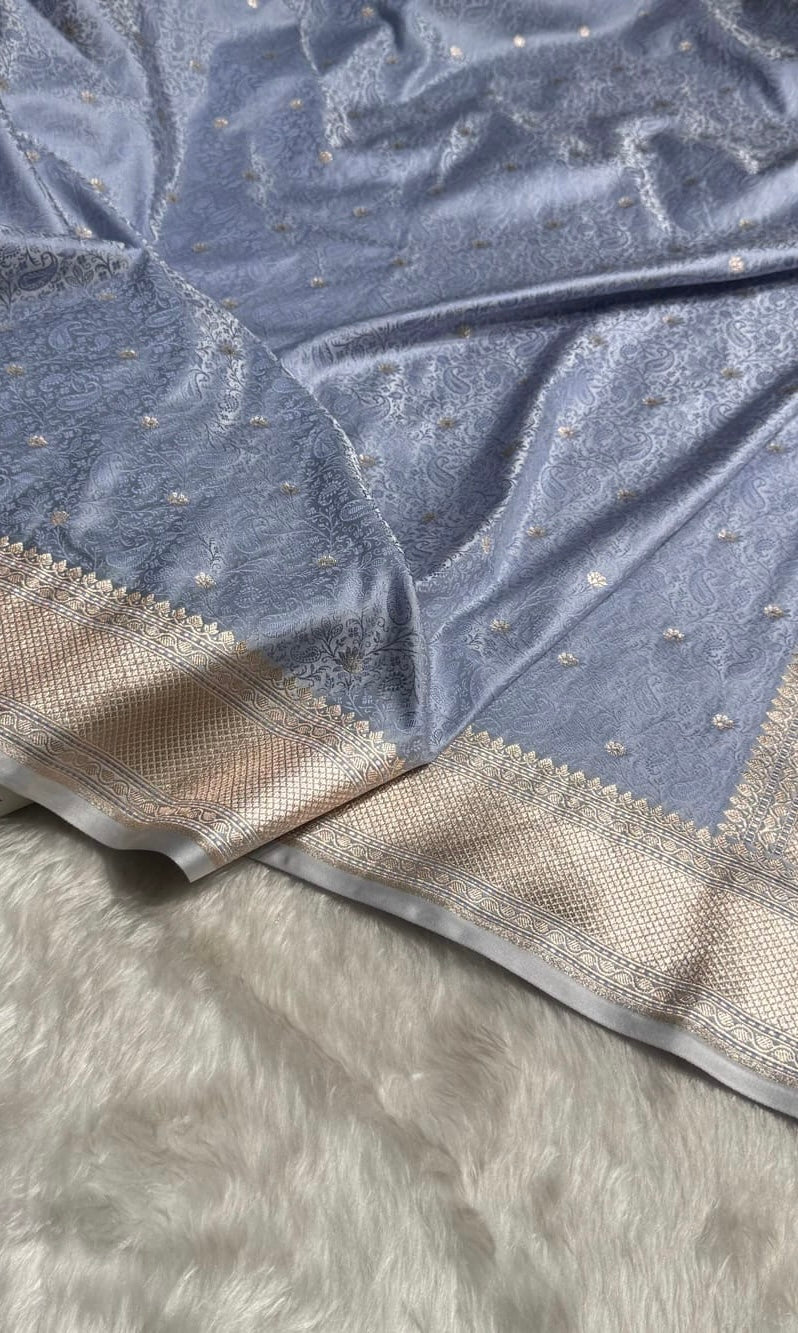 Banarasi Mashru Kataan Silk Saree Featuring Tanchoi Zari Meena Work with Rich Pallu – MKS411