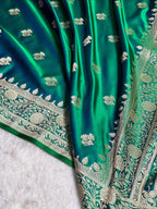 Banarasi Mashru Kataan Silk Saree Featuring Fancy Buta Pattern with Ikkat Border & Zari Pallu – MKS408