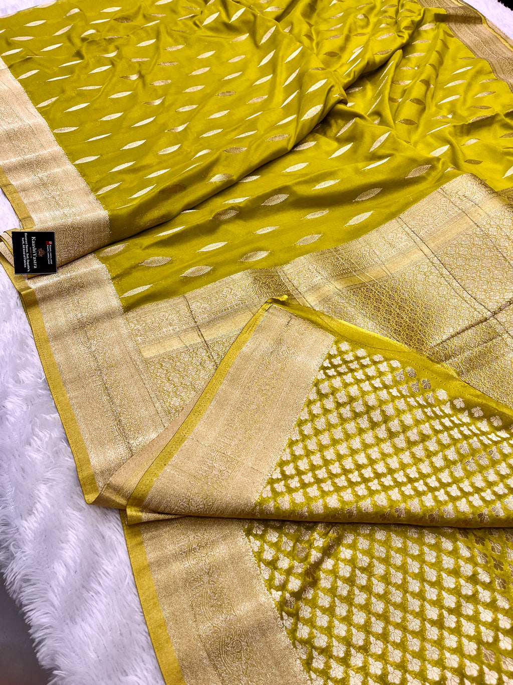 Chinon Silk Andakar Mehandi Green Color Saree CN02