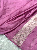 Strawberry Banarasi Mashru Silk Saree with Jacquard Woven Jaal Design & Fancy Border MKS141