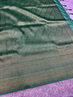 Sea Green Banarasi Dupion Silk Saree with Embossed Antique Zari Weaving & Rich Antique Zari Pallu | STF60