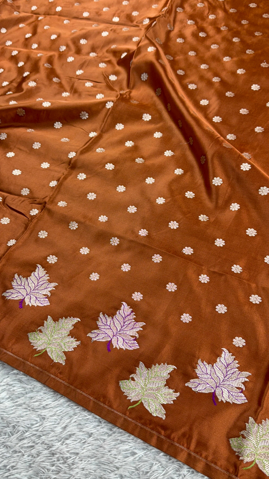 Mustard Yellow Mashru Kataan Silk Saree with Zari Buta Design & Leaf Border | MKS603