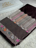 ✨ Royal Wine Meenakari Woven Banarasi Satin Mashru Silk Saree with Scalloped Border MKS212