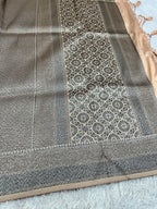 STF54 – Royal Pitch Dupion Saree with Embossed Square Woven Designs