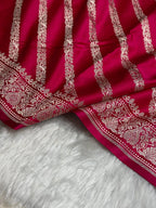 Banarasi Mashru Kataan Silk Saree Featuring Aaddha Zari Weave with Rich Zari Pallu – MKS413