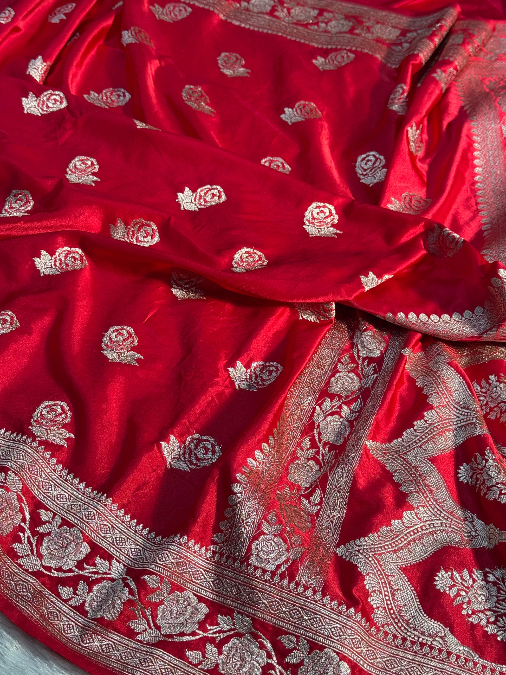 Rose Design Mashru kataan Saree Ms17