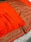 Luxury Pure Silk Crepe Saree with All Over Antique Buta Weaving, Rich Zari Border & Pallu – PS33
