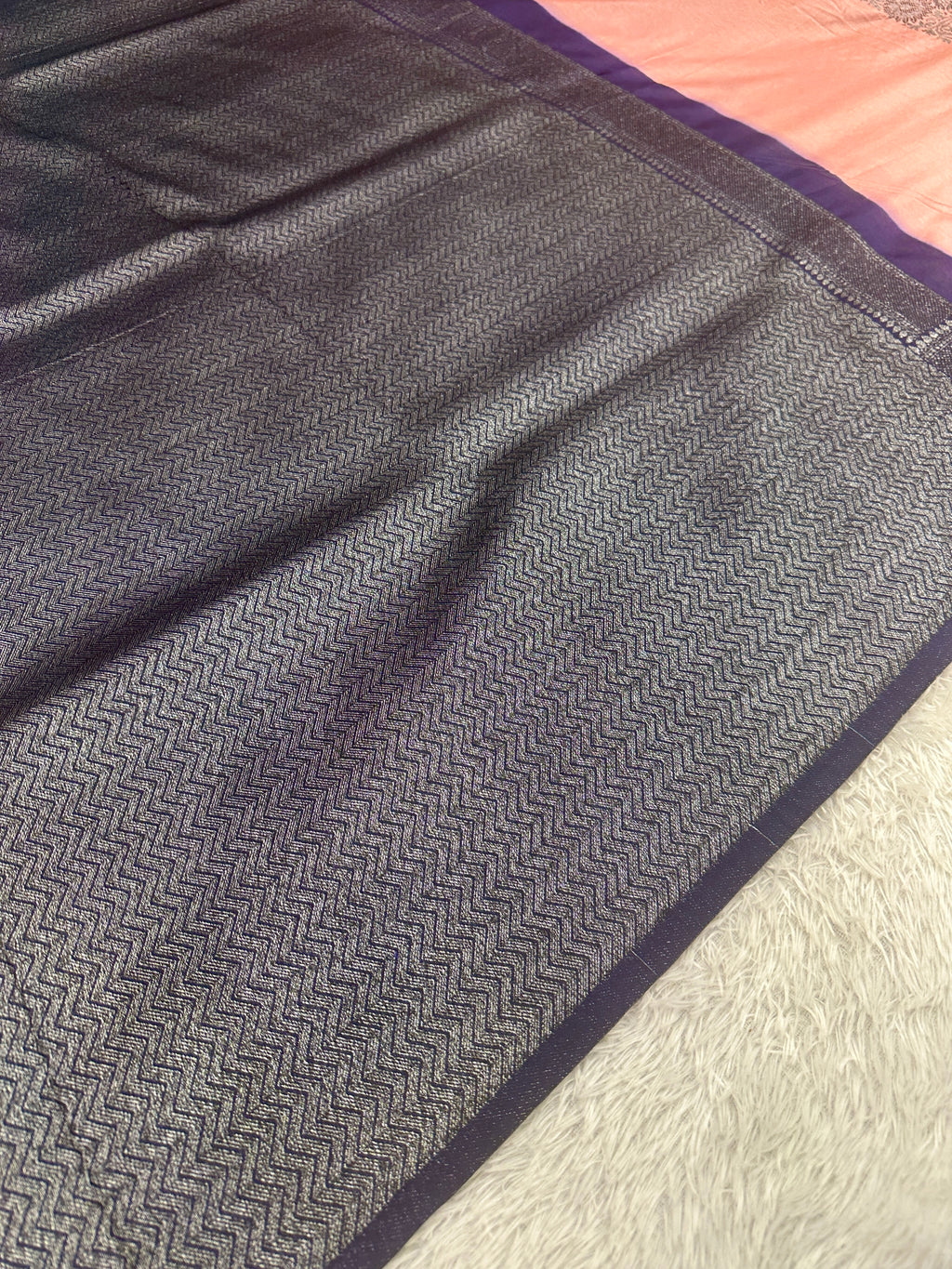 STF41 – Royal Pitch Dupion Saree with Silver-Black Antique Zari Weaving