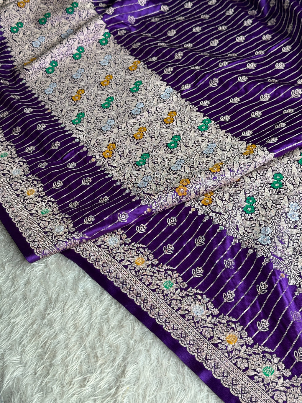 Purple Mashru Kataan Silk Saree With Meenakari Woven Design – MKS645
