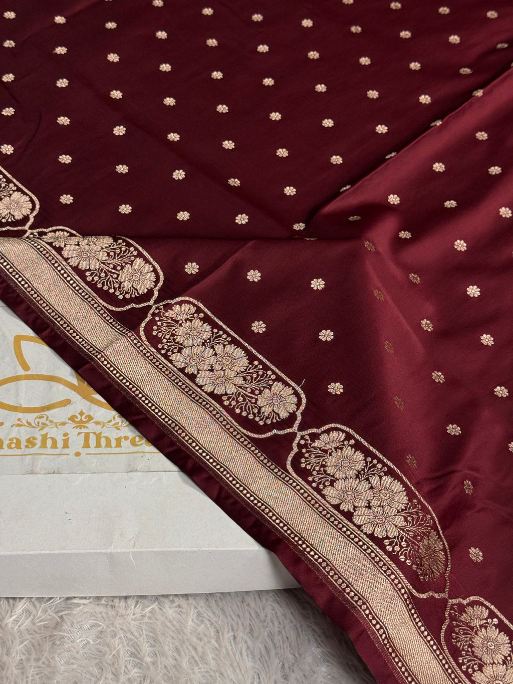 Royal Wine Mashru Kataan Silk Saree with Silver Zari Meenakari Jaal Weaving | MKS684
