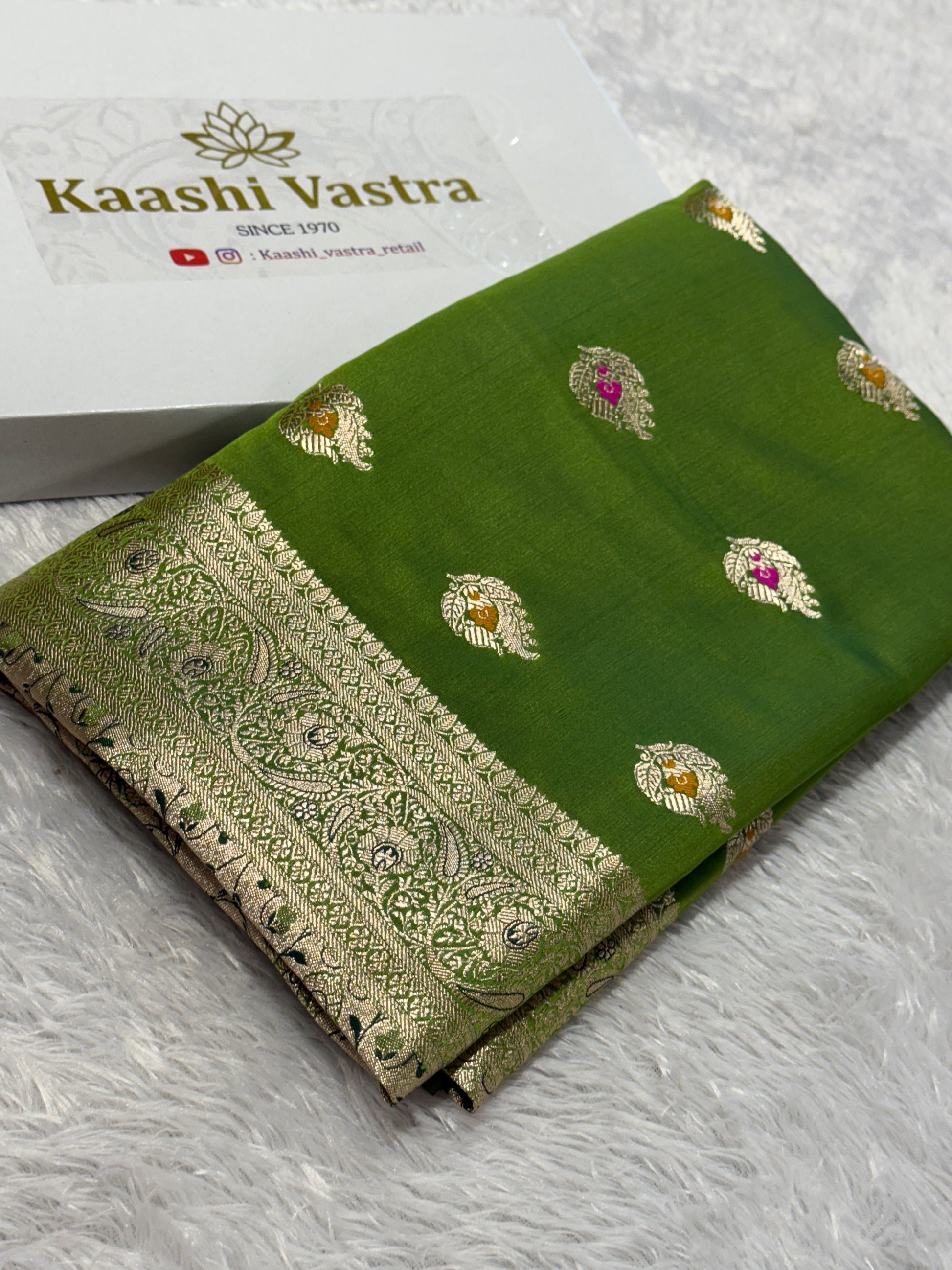 Mashru Kataan Silk Saree with Meenakari Work Ms16