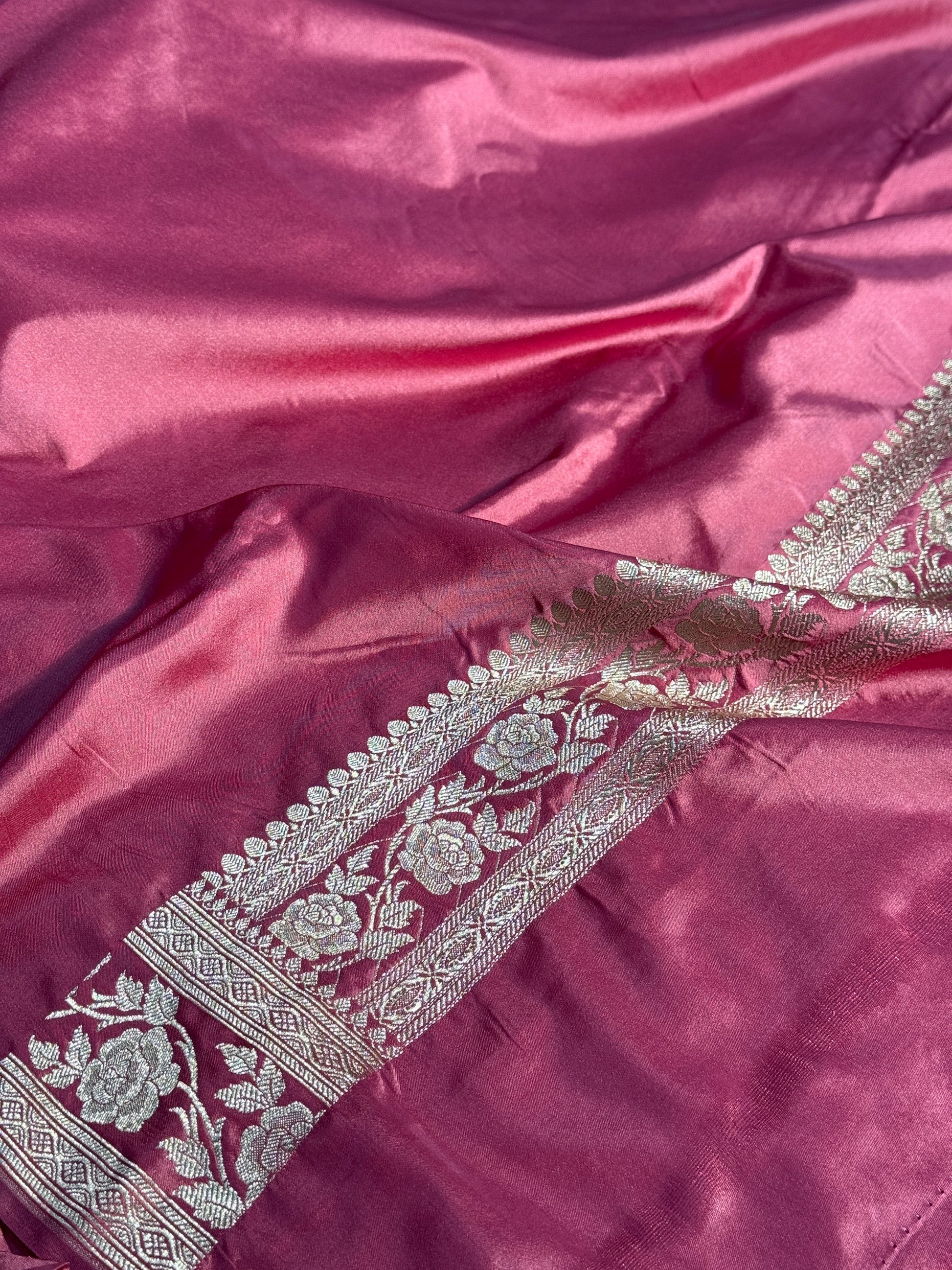 Rose Design Mashru kataan Saree Ms17