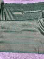 Sea Green Banarasi Dupion Silk Saree with Embossed Antique Zari Weaving & Rich Antique Zari Pallu | STF60