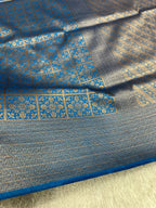 Light Blue Banarasi Dupion Silk Saree with Embossed Antique Zari Weaving & Rich Antique Zari Pallu | STF77