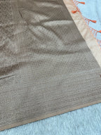 Pitch Banarasi Dupion Silk Saree with Embossed Antique Zari Weaving & Rich Antique Zari Pallu | STF111