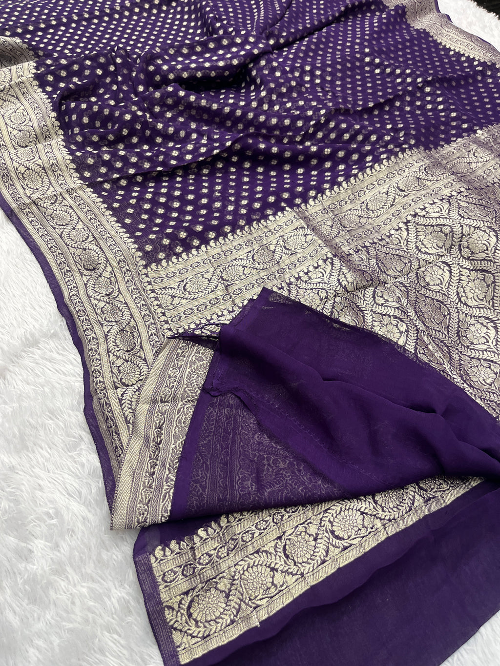 Banarsi Pure Natural Georgette Four flower Buti Design VSG02