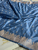 MOF Color Banarasi Mashru Silk Saree with Leaf Buta Jacquard Weave MKS156