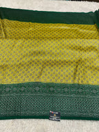 STF44 – Radiant Lemon Yellow Dupion Saree with Silver-Black Antique Zari Weaving