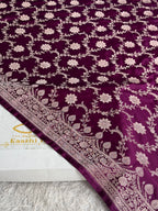 Magenta Mashru Kataan Silk Banarasi Jaal Woven Saree with Rich Zari Pallu – MKS733