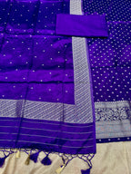 ✨ Banarasi Jacquard Gap Buti HO Silk 3-Piece Unstitched Dress Material MSS22