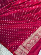Magenta Pink Dual-Shade Mashru Kataan Silk Saree with Buta Weaving & Rich Zari Pallu | MKS814