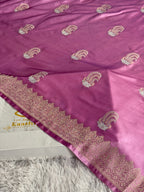 Pink Gajri Mashru Kataan Silk Saree with Meenakari Buta & Rich Zari Woven Pallu | MKS699