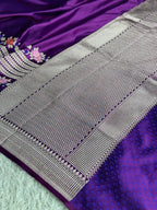 Purple Magenta Mashru Kataan Silk Banarasi Saree with Zari Meenakari Weaving | MKS742