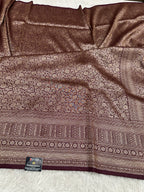 Wine Banarasi Dupion Silk Saree with Embossed Antique Zari Weaving & Rich Antique Zari Pallu | STF86